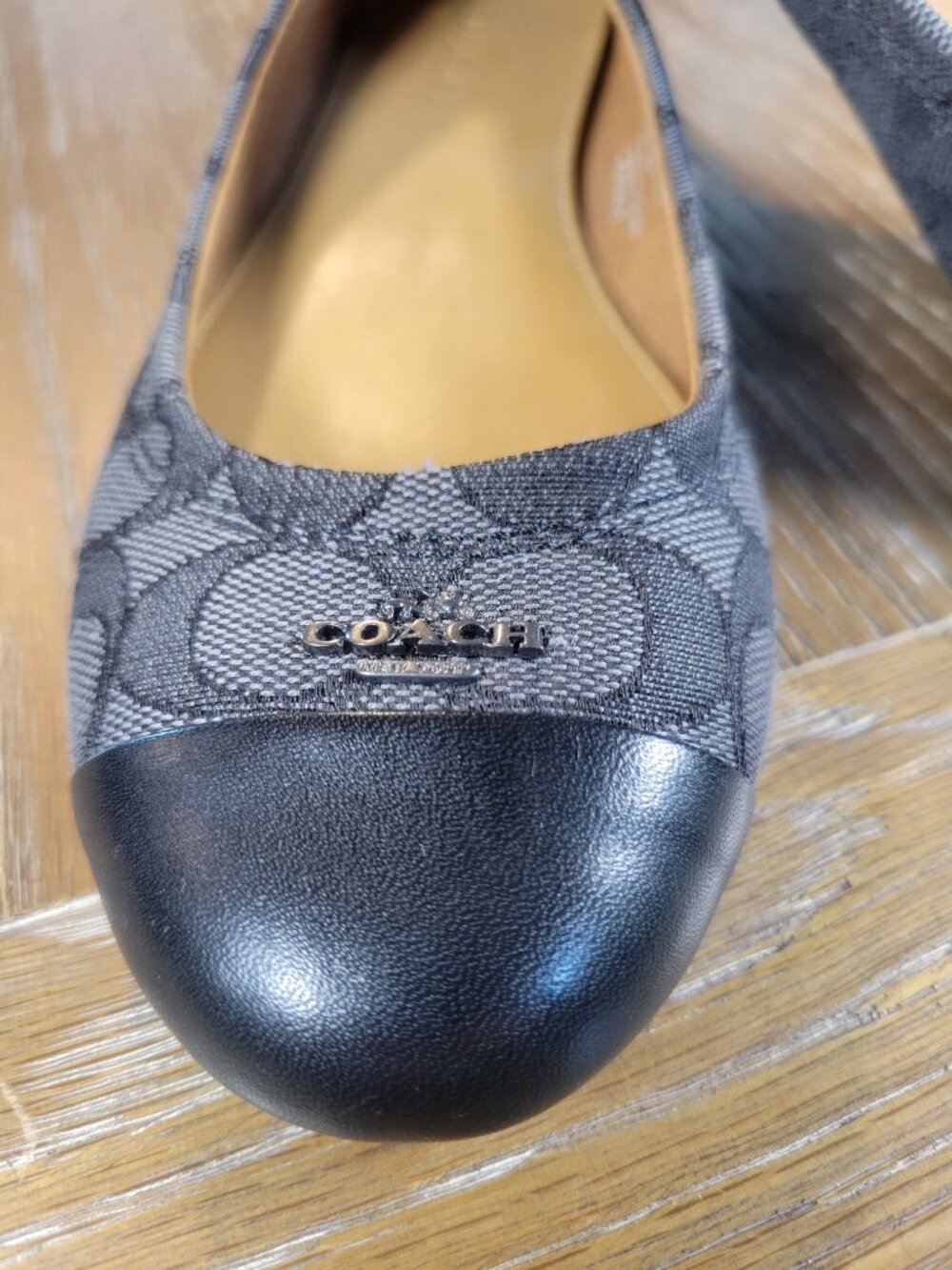 Coach Signature Canvas Cap Toe Ballet Flats Black Gray Women's 7.5B - Picture 3 of 9